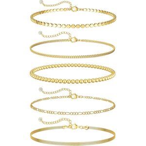 Women's Waterproof 14K Gold Plated Jewelry Trendy Thin Dainty Cuban Stackable